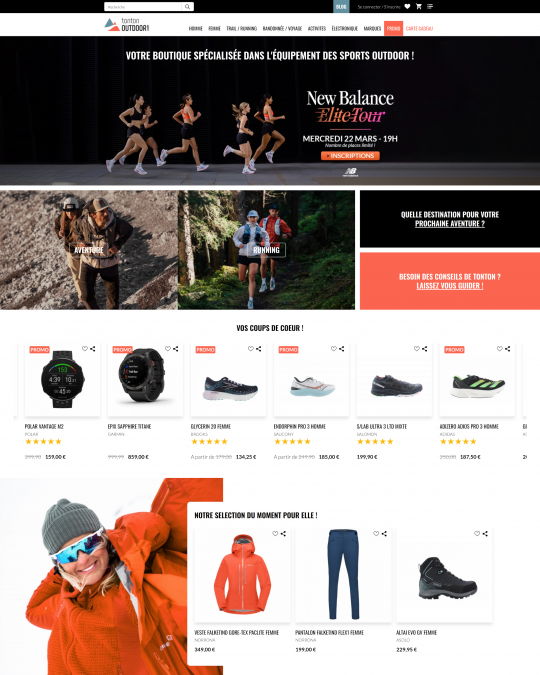 Site e-commerce sur mesure Tonton Outdoor